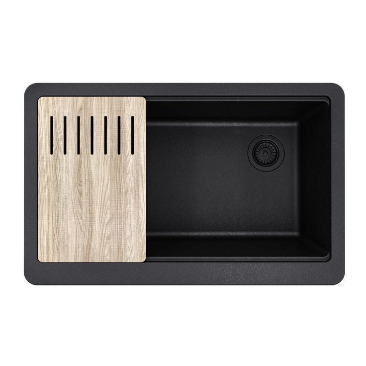 Bellucci MetallTek Farmhouse ApronFront Granite Composite 33 in.Single Bowl Kitchen Sink with Cutting Board in Black