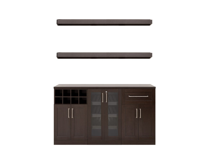 NewAge Products Home Bar 63-in x 80-in Brown Rectangle Bar Cabinet