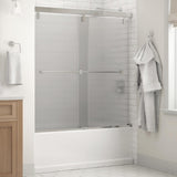 Everly 60 in. x 59-1/4 in. Mod Semi-Frameless Sliding Bathtub Door in Nickel and 1/4 in. (6mm) Tranquility Glass - Super Arbor