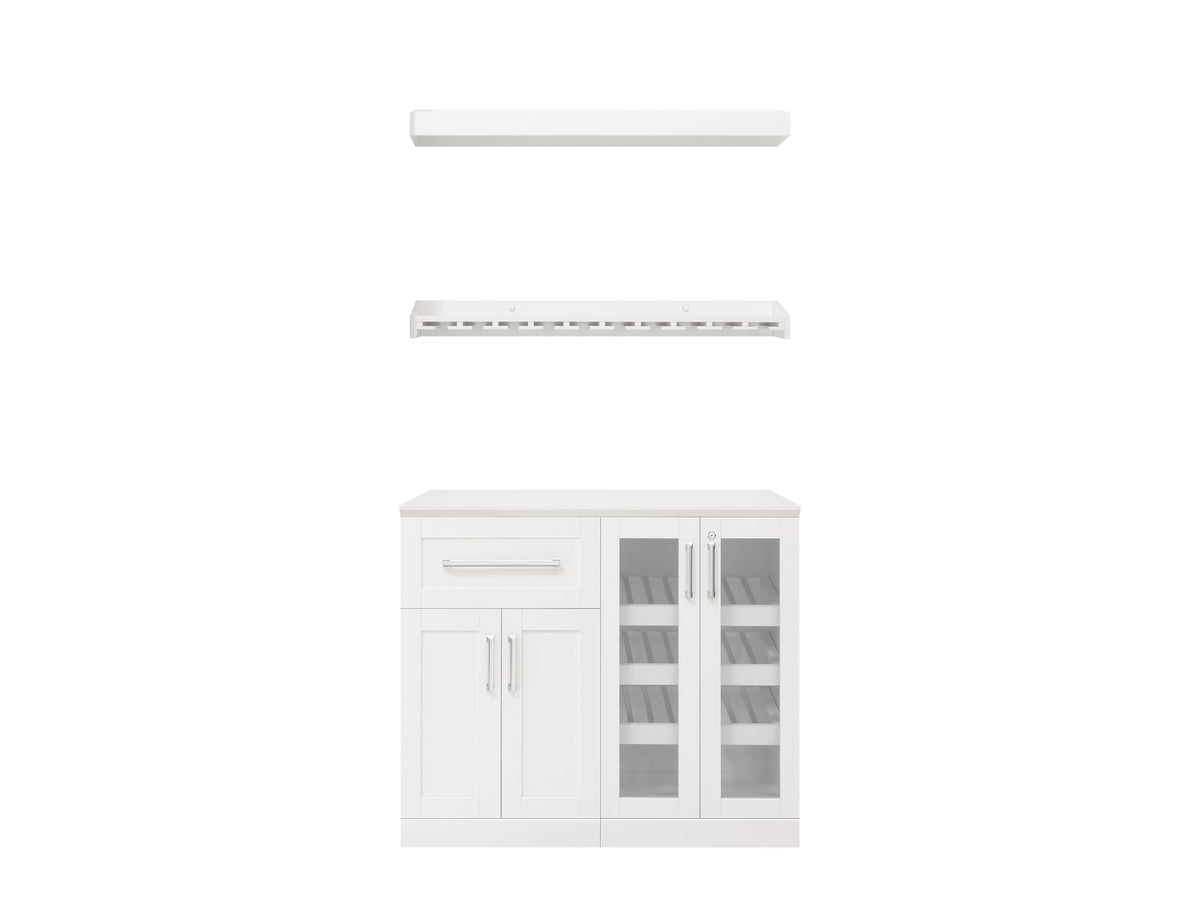 NewAge Products Home Bar 42-in x 80-in White Rectangle Bar Cabinet
