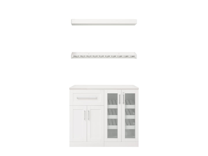 NewAge Products Home Bar 42-in x 80-in White Rectangle Bar Cabinet
