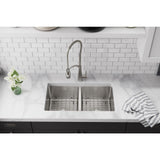 Avenue Drop-in/Undermount Stainless Steel 33 in. 50/50 Double Bowl Kitchen Sink with Bottom Grid - Super Arbor