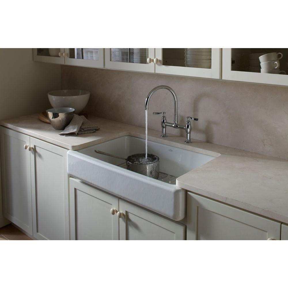 Whitehaven Farmhouse Apron Front Self-Trimming Cast Iron 36 in. Single Bowl Kitchen Sink in White - Super Arbor