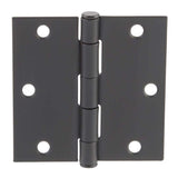 3-1/2 in. Matte Black Square Corner Smooth Action Hinge (3-Pack)