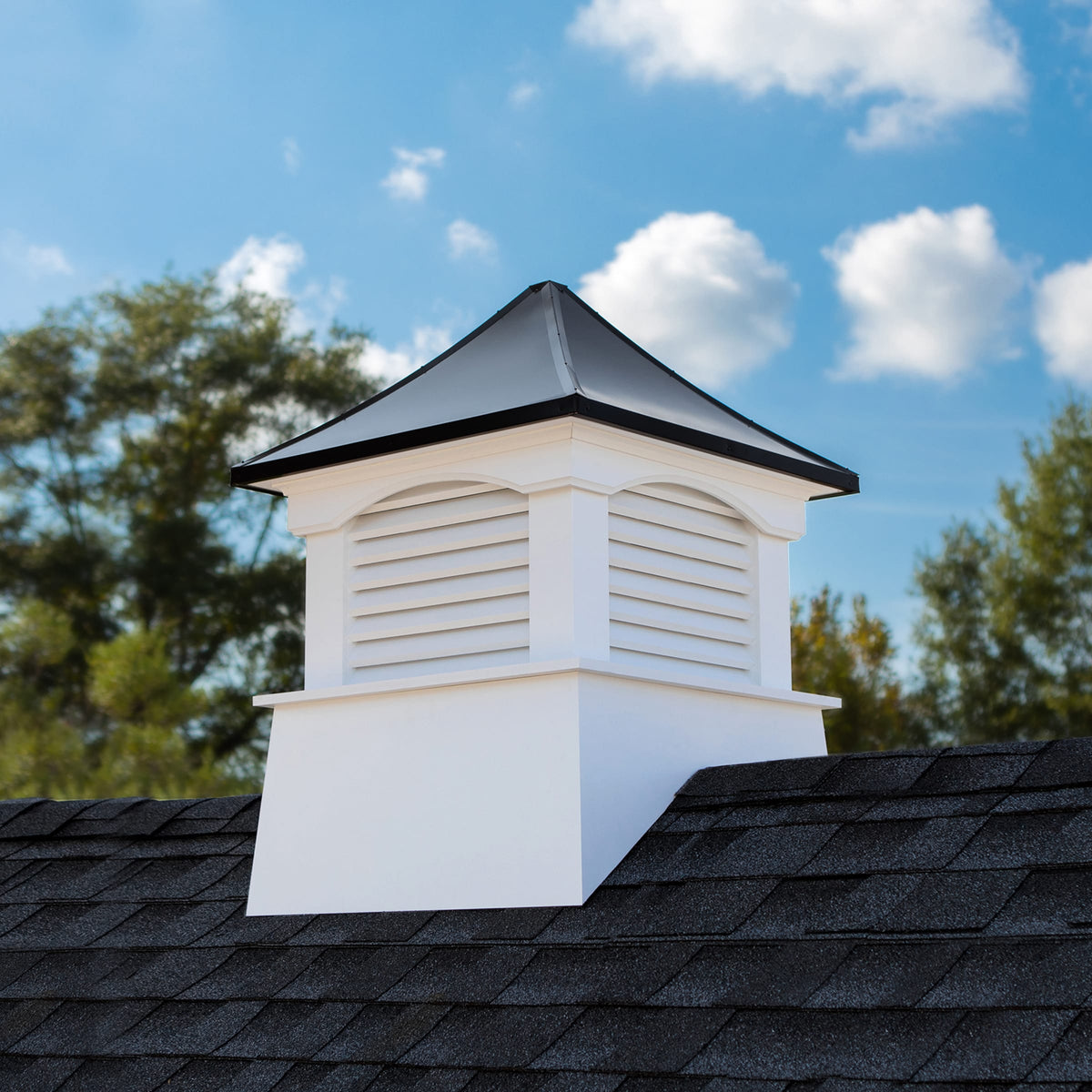 Good Directions Coventry Vinyl Cupola with Black Aluminum Pagoda Roof, 36 in. x 49 in.