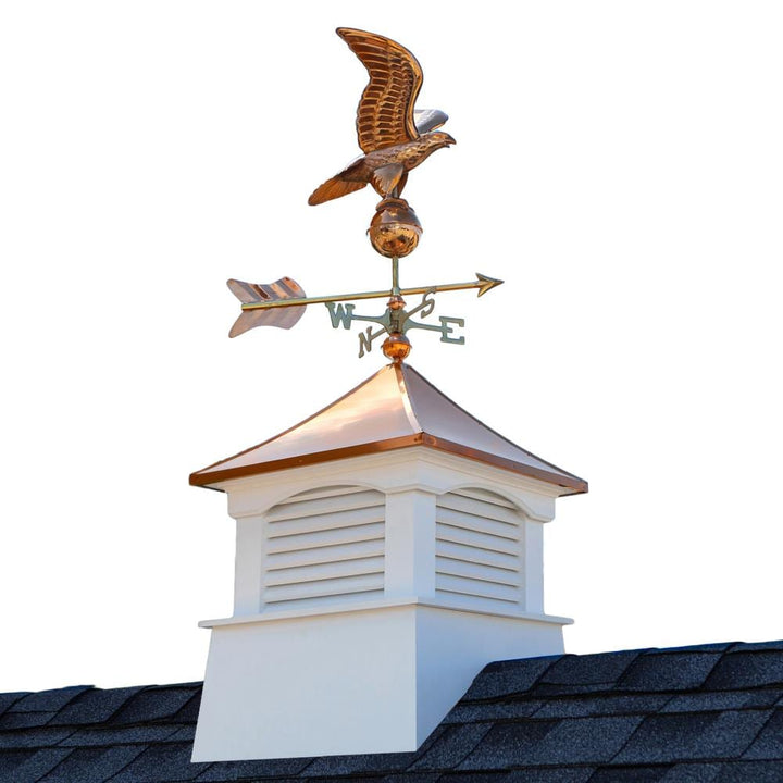 Good Directions Coventry Cupola with Copper Eagle Weathervane, 30-in x 40-in White Vinyl Cupola with 24-Gauge Copper Roof