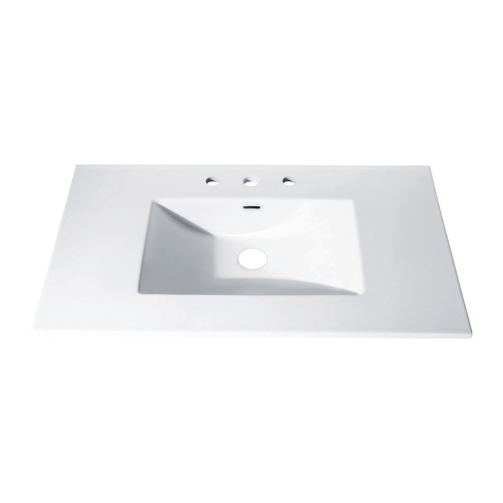 49 in. Vitreous China Vanity Top with Rectangular Bowl in White - Super Arbor