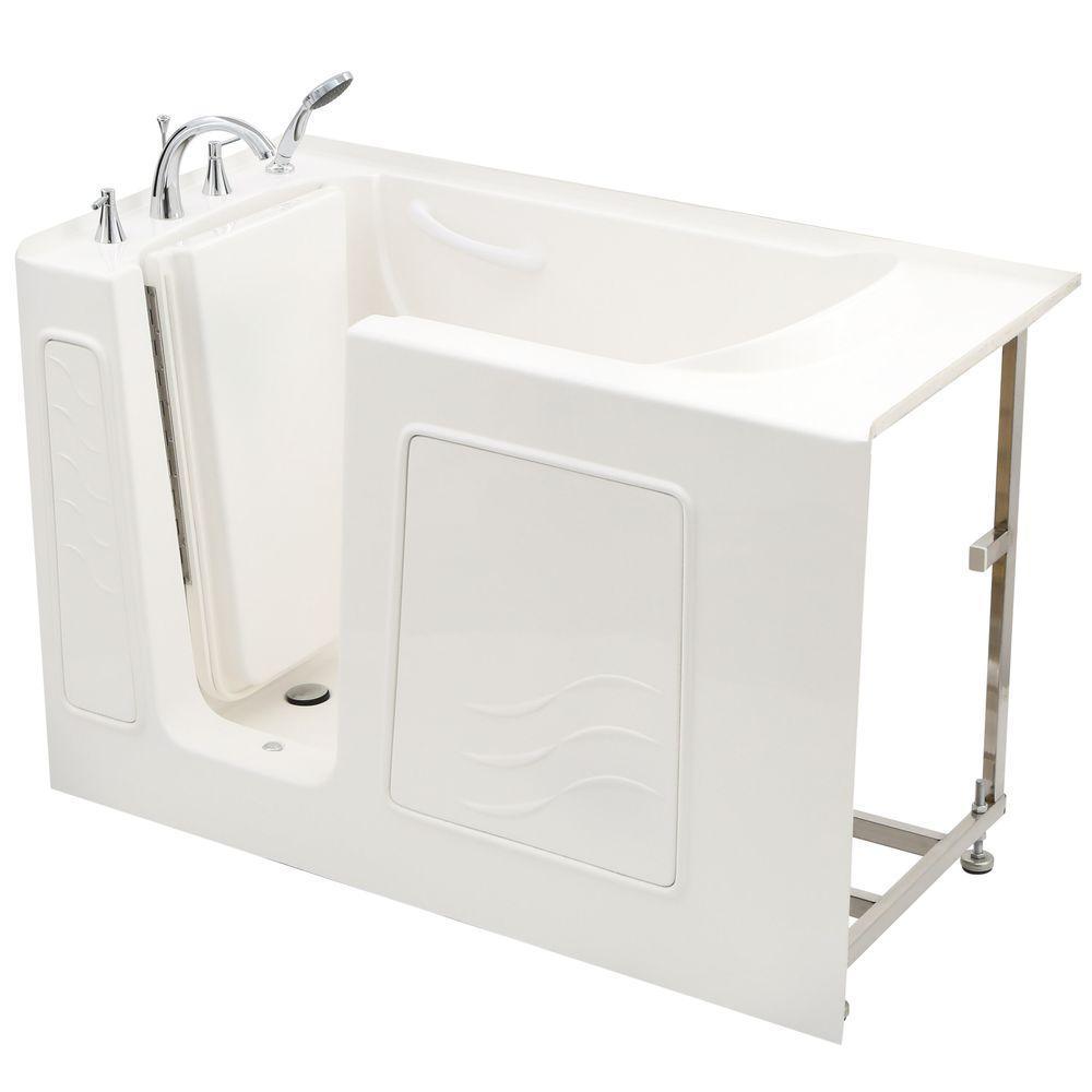 Builder's Choice 53 in. Left Drain Quick Fill Walk-In Soaking Bath Tub in White - Super Arbor