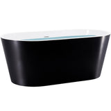 59 in. Fiberglass Double Ended Flatbottom Non-Whirlpool Bathtub in Glossy Black - Super Arbor