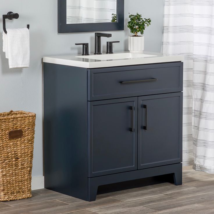 Style Selections Potter 30-in Blue Single Sink Bathroom Vanity with White Cultured Marble Top
