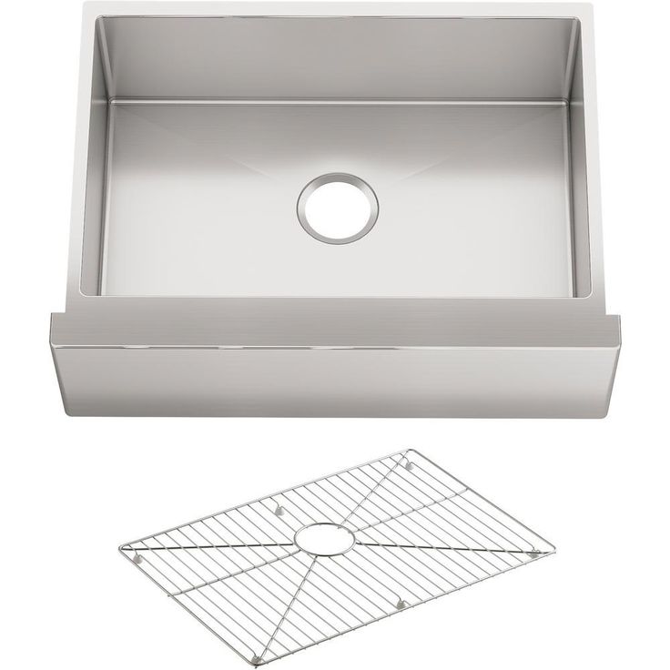 Strive Undermount Farmhouse Apron Front Stainless Steel 36 in. Single Basin Kitchen Sink with Basin Rack