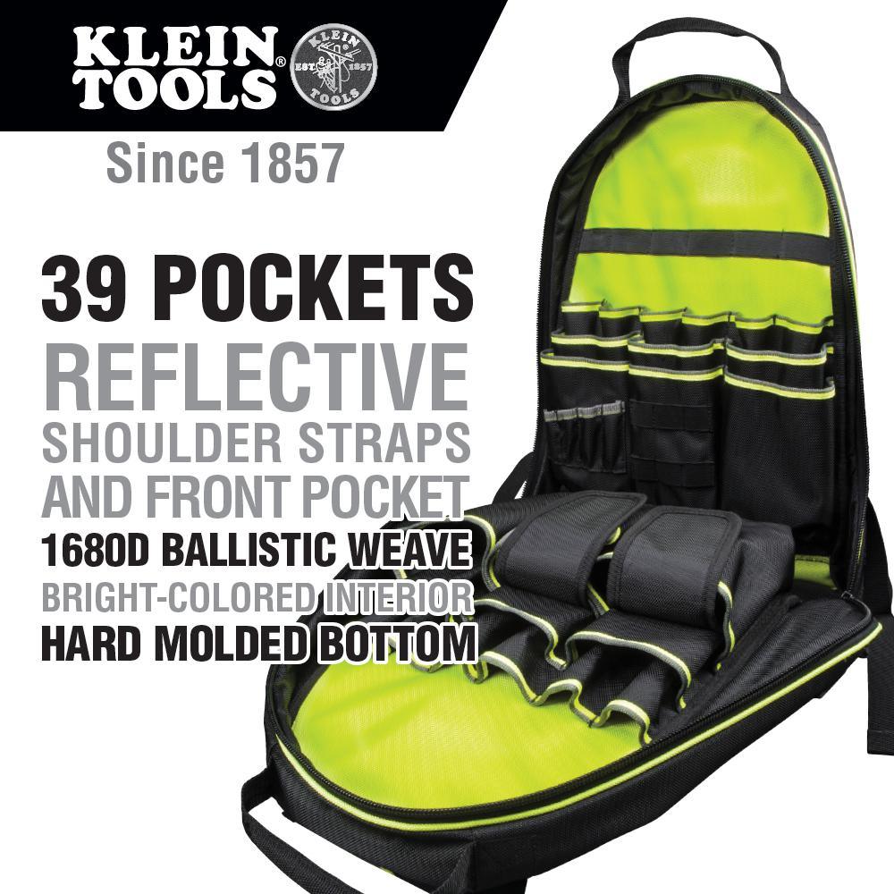 Tradesman Pro 14-3/8 in. High-Visibility Tool Bag Backpack, Black and Gray - Super Arbor