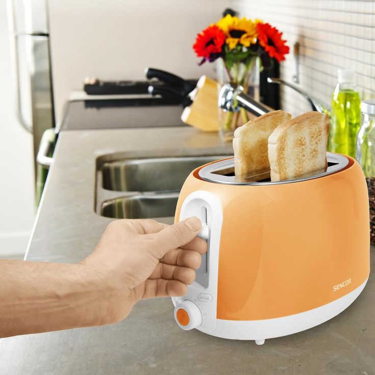 2-Slice Peach Orange Long Slot Toaster