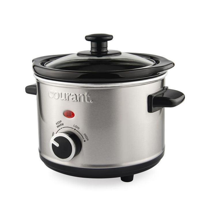 1.5 Qt. Brushed Stainless Steel Slow Cooker with Temperature Settings and Tempered Glass Lid