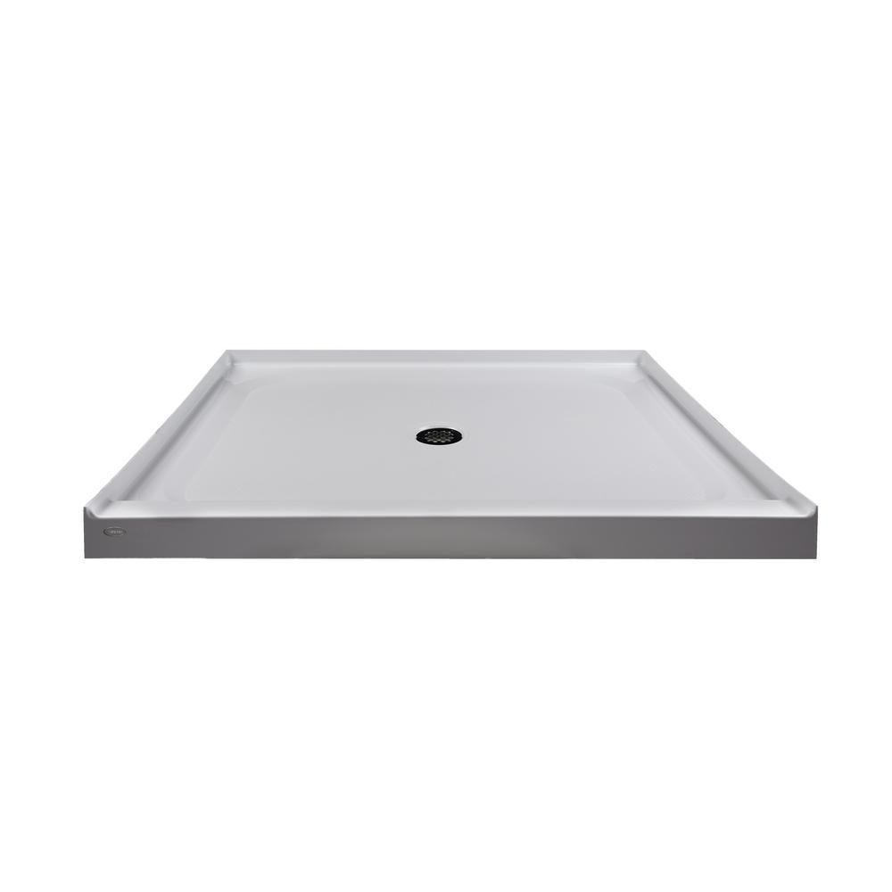48 in. x 42 in. Center Drain 3.19 in. Shower Base in White - Super Arbor