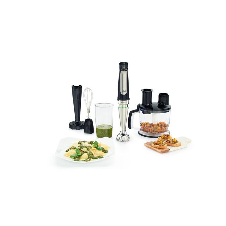 MultiQuick MQ7077X SmartSpeed SS Immersion Hand Blender w/ 1.5 C Food Processor, Whisk, Masher and Beaker