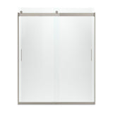 Levity 59 in. x 74 in. Frameless Sliding Shower Door in Nickel with Handle - Super Arbor