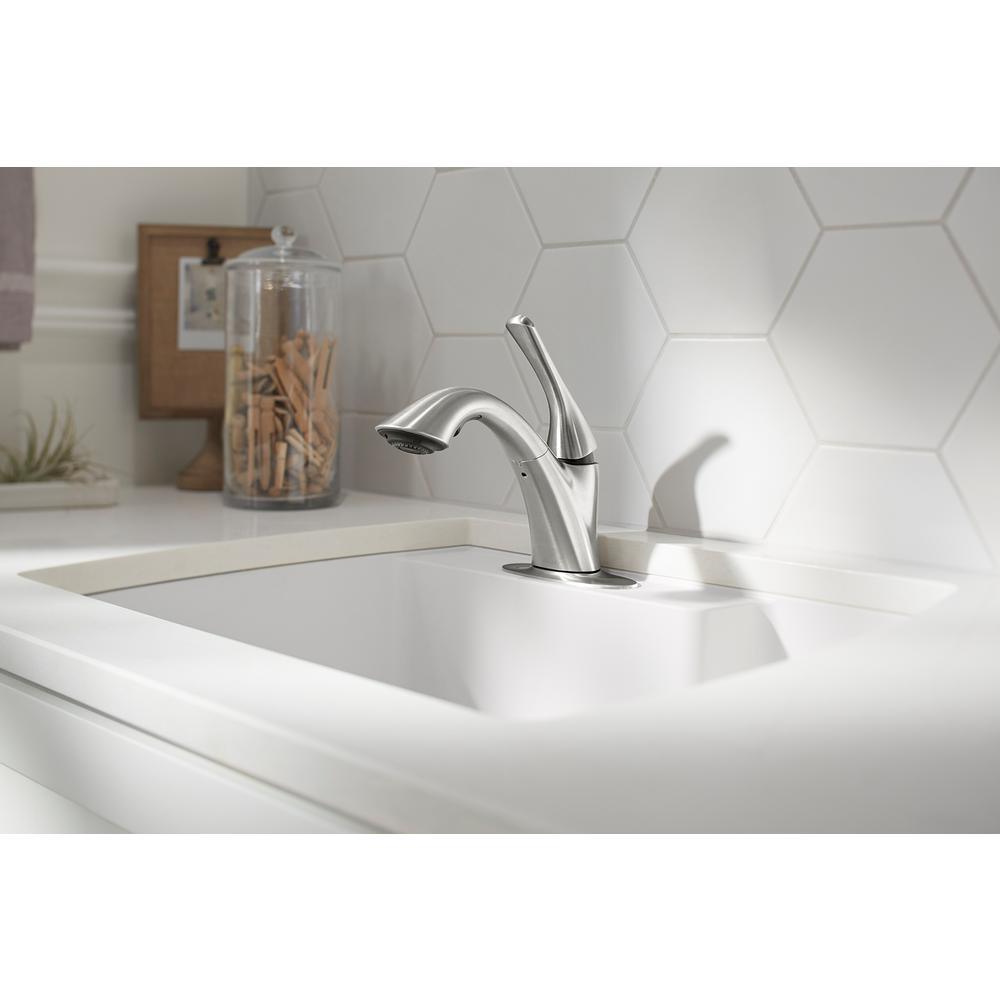 Mistos Single-Handle Pull-Out Laundry Utility Faucet in Vibrant Stainless - Super Arbor