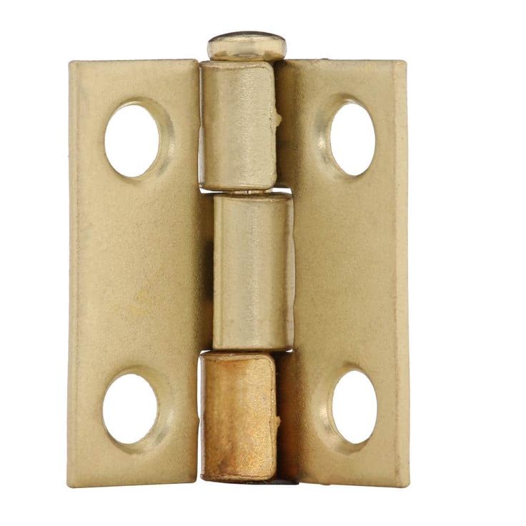 1 in. Satin Brass Narrow Utility Non-Removable Pin Hinges (2-Pack)