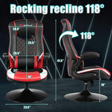 Red PVC Rocking Gaming Chair Rocker Racing Style Computer Office Chair 360¬∞ Swivel - Super Arbor