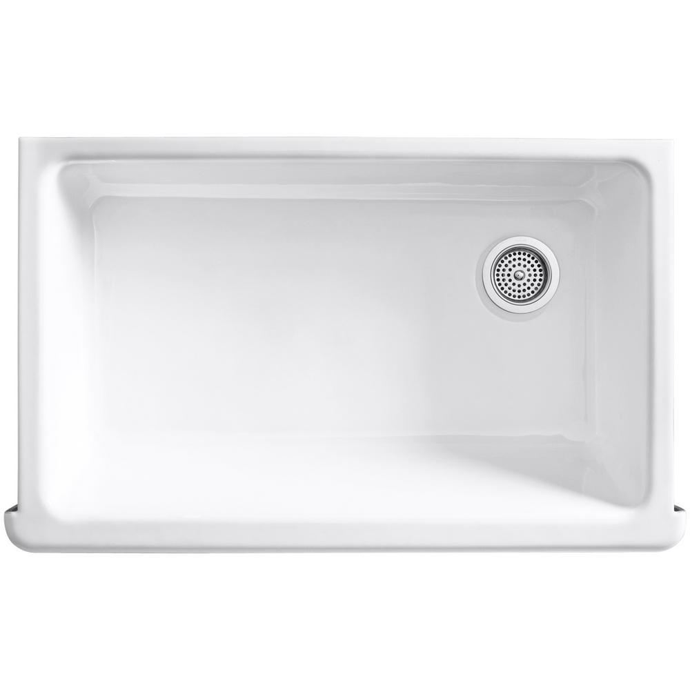 Whitehaven Undermount Farmhouse Apron Front Cast Iron 36 in. Single Bowl Kitchen Sink in White - Super Arbor