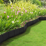 Pure Garden 0.75 in. x 10 in. x 9 in. Black Plastic Garden Edging Stone-Look Border (10-Piece) - Super Arbor