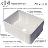 Fireclay 24 in. Single Bowl Farmhouse Kitchen Sink in White
