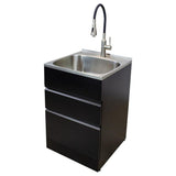 All-in-One 44.8 in. x 22 in. x 35 in. Metal Drop-In Laundry/Utility Sink and Cabinet in Black