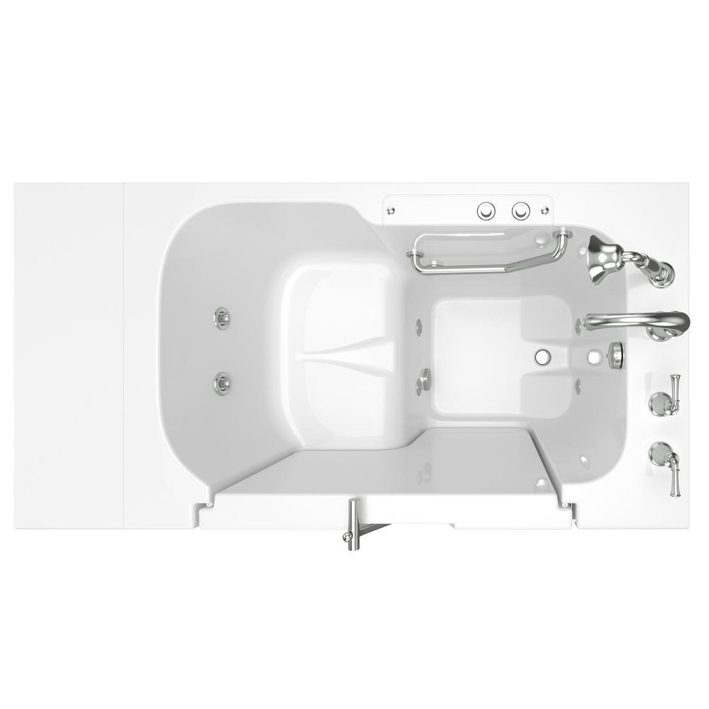 Gelcoat Value Series 52in. x 32in. Right Hand Touch Control Walk-In Whirlpool Bathtub with Outward Opening Door in White - Super Arbor