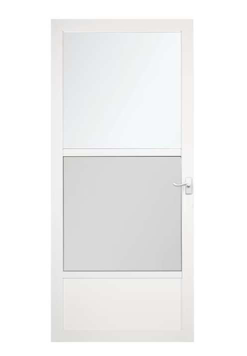LARSON Southport 32-in x 81-in White Mid-view Self-storing Aluminum Storm Door with White Handle