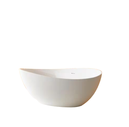 63 in. x 37.4 in. Freestanding Soaking Solid Surface Bathtub with Center Drain in Matte White