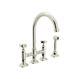 Rohl Country Kitchen Polished Nickel 2-Handle Deck-Mount Bridge Handle Kitchen Faucet
