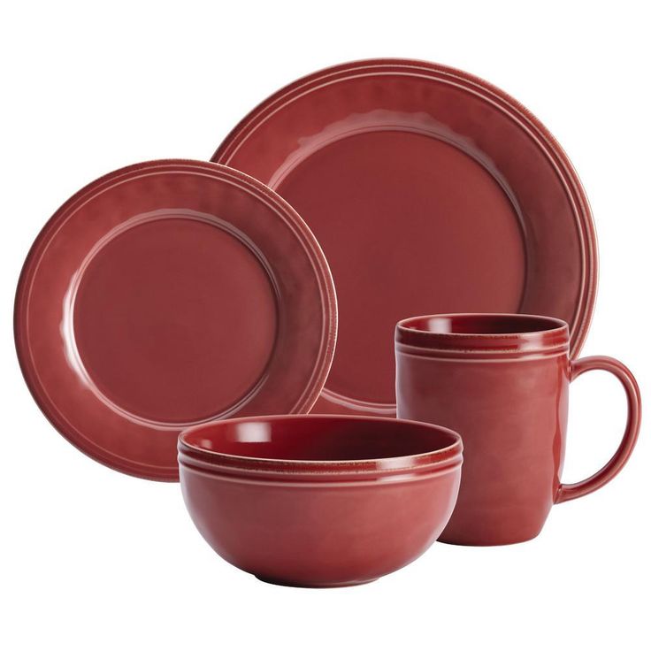 Cucina 16-Piece Casual Cranberry Red Stoneware Dinnerware Set (Service for 4)