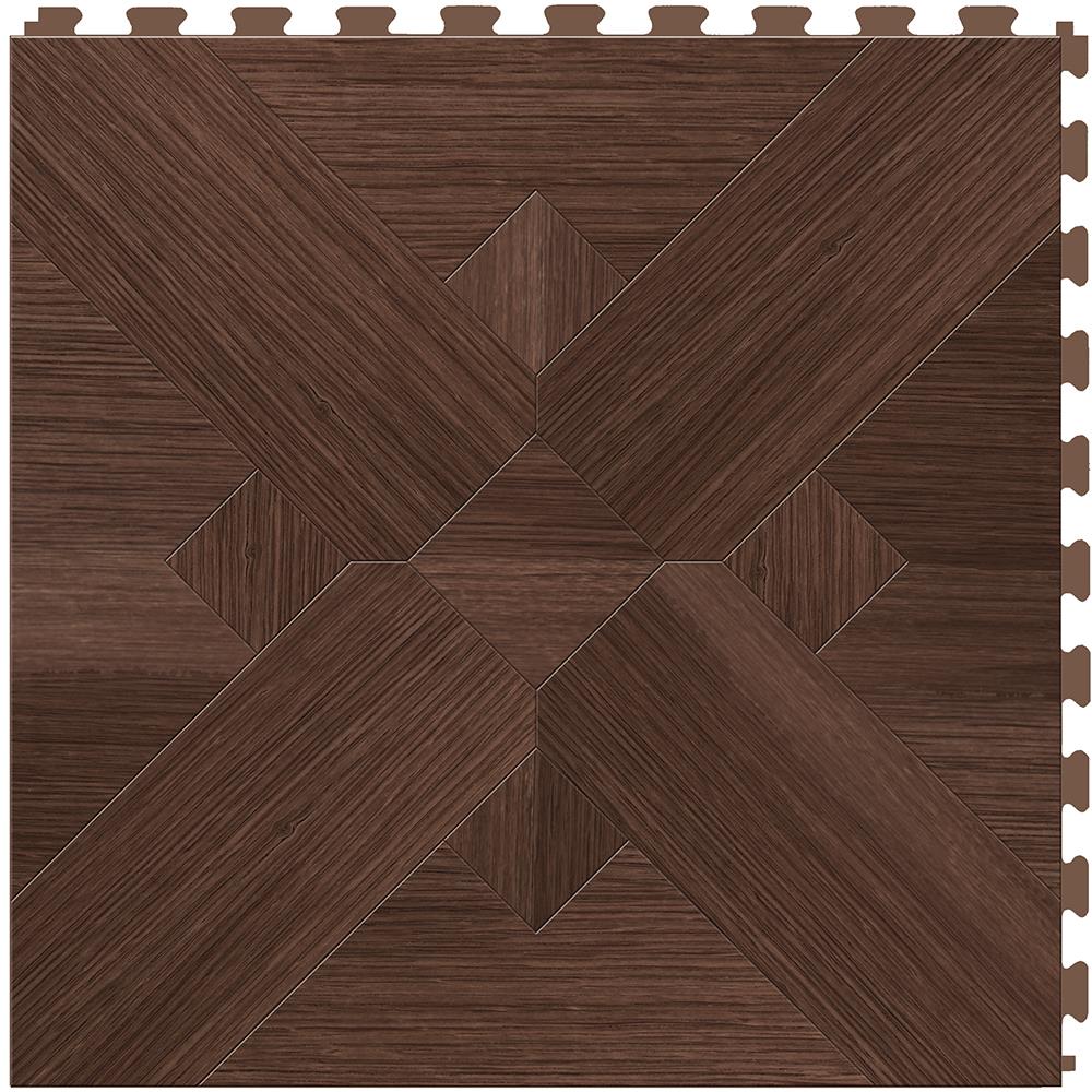 Perfection Floor Tile Bordeaux Wood Collection Bordeaux Walnut/Satin 20-in x 20-in Water Resistant Interlocking Luxury Flooring (16.7-sq ft)