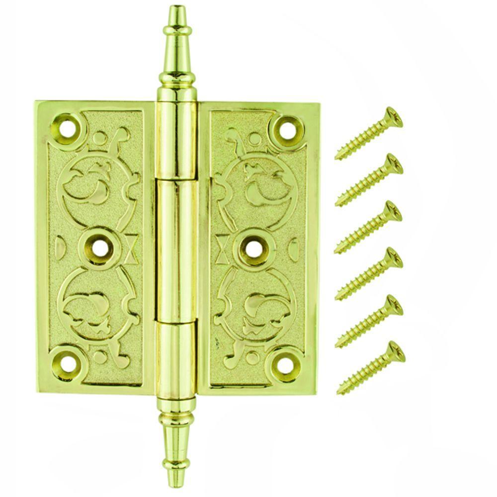 3-1/2 in. Satin Brass 5/8 in. Radius Door Hinges Value Pack (12-Pack) - Super Arbor