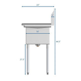 Freestanding Stainless Steel 52 in. 2-Hole Double Bowl Commercial Kitchen Sink