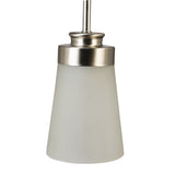 Project Source Aldridge Brushed Nickel Frosted Glass Bell Mini Pendant Light, 4.37-in, Adjustable Rods