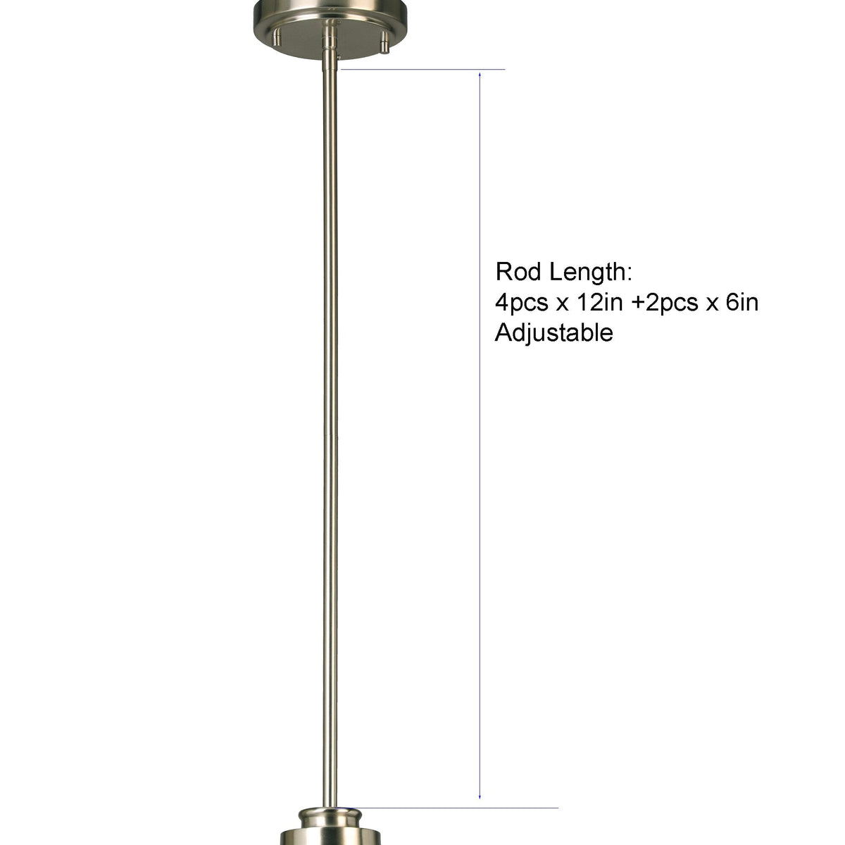 Project Source Aldridge Brushed Nickel Frosted Glass Bell Mini Pendant Light, 4.37-in, Adjustable Rods