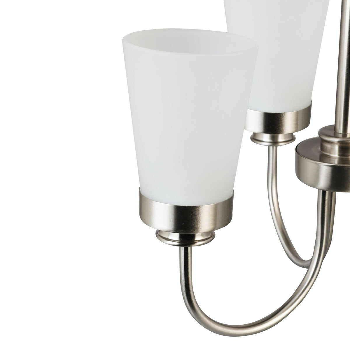 Project Source Aldridge 3-Light Brushed Nickel Modern/Contemporary Chandelier, 18.87-in W x 22.25-in H
