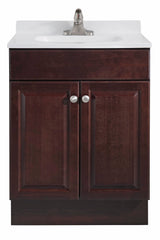 Project Source 24.5-in Java Single Sink Bathroom Vanity with White Cultured Marble Top