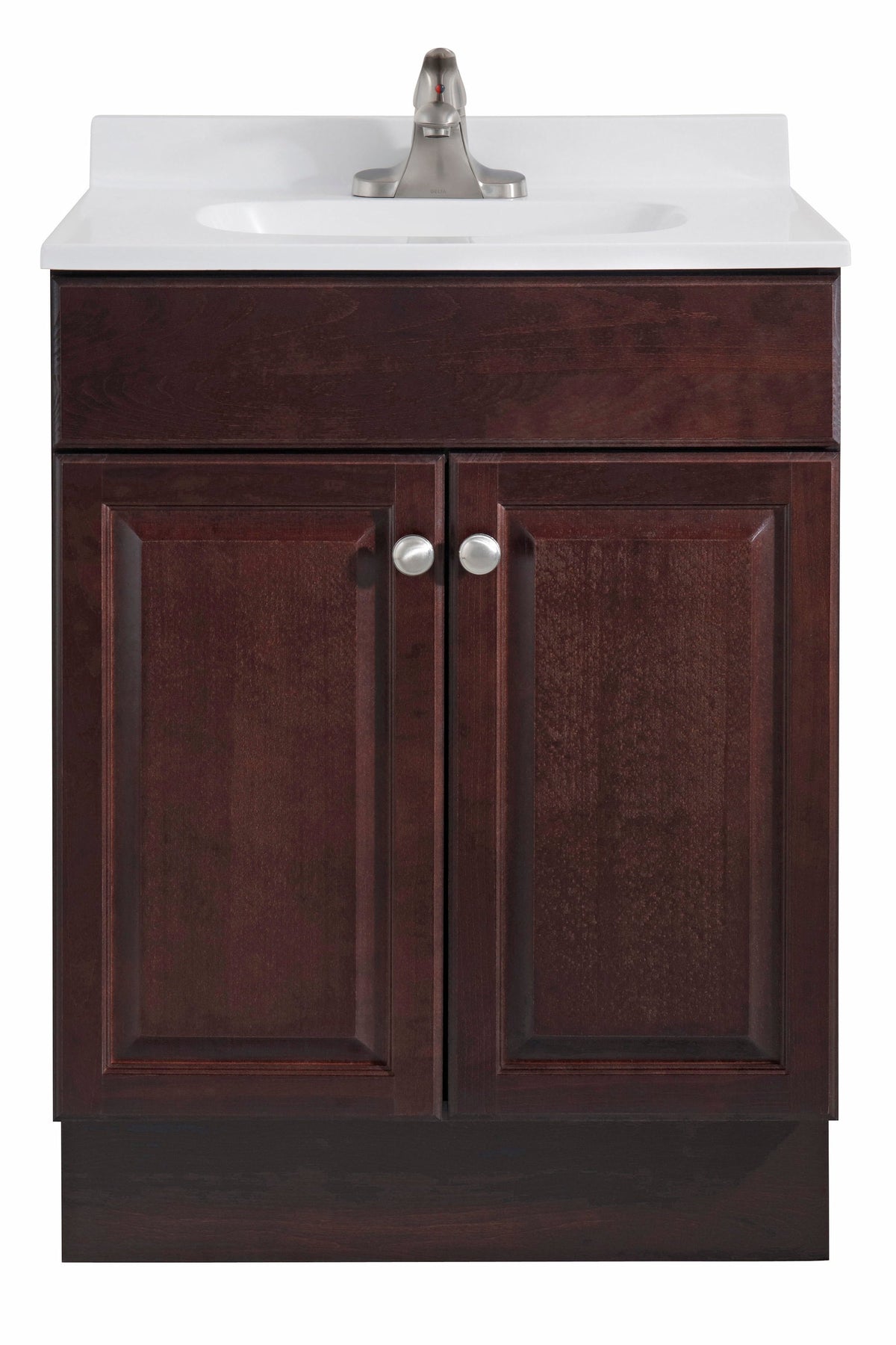 Project Source 24-in Java Single Sink Bathroom Vanity with White Cultured Marble Top