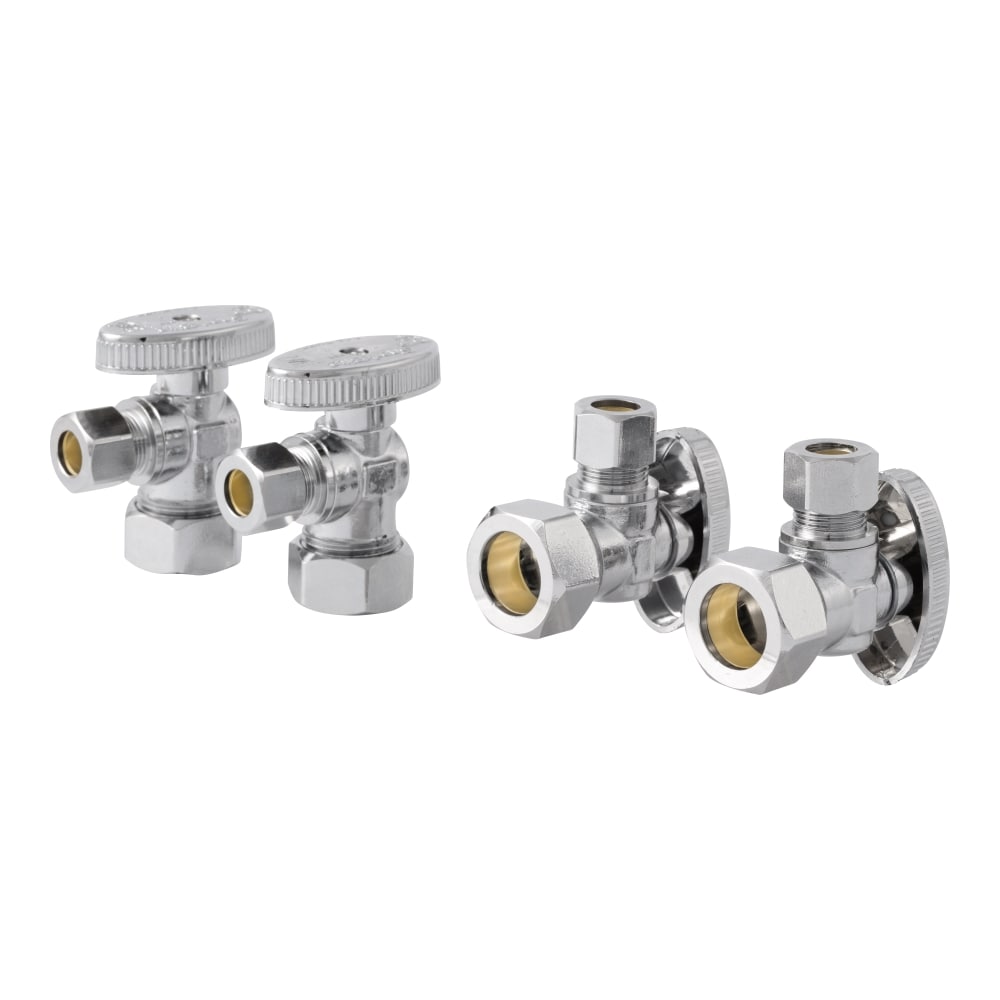 SharkBite 4-Pack Brass 1/2-in Compression x 3/8-in OD Compression Quarter-Turn Angle Stop Valves