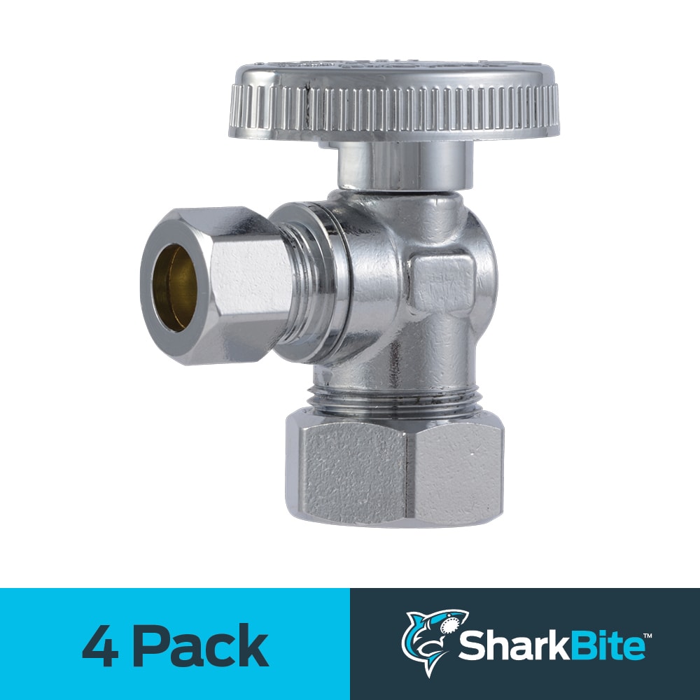 SharkBite 4-Pack Brass 1/2-in Compression x 3/8-in OD Compression Quarter-Turn Angle Stop Valves