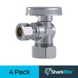 SharkBite 4-Pack Brass 1/2-in Compression x 3/8-in OD Compression Quarter-Turn Angle Stop Valves