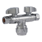 SharkBite Brass 1/2-in Push-to-Connect x 3/8-in OD Compression Quarter-Turn Dual Shut-Off Valve