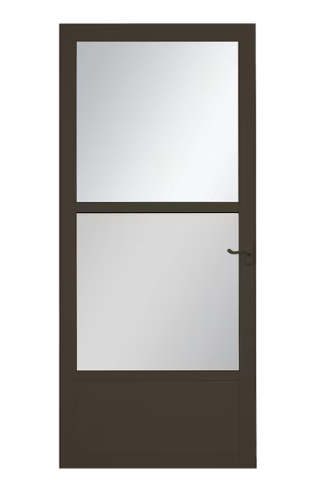 LARSON Southport 36-in x 81-in Brown Mid-view Self-storing Aluminum Storm Door with Brown Handle