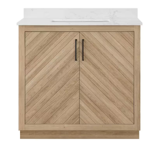 Huckleberry 36 in. W x 19 in. D x 34 in. H Single Sink Bath Vanity in Weathered Tan with White Engineered Marble Top