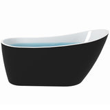 59 in. Acrylic Stand Alone Flatbottom Freestanding Bathtub in Black - Super Arbor