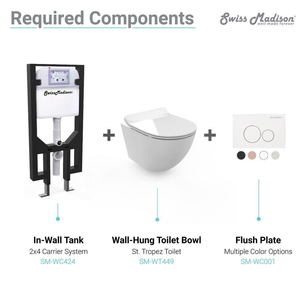 Concealed In-Wall Toilet Carrier System 2 in. x 4 in. for Wall-Hung 1.28 GPF Dual Flush Toilet Tank Only in Black - Super Arbor