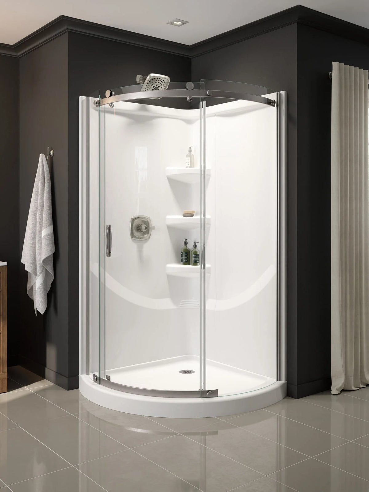 Delta 38 in. x 38 in. Round Corner Shower Base in White
